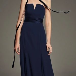 Navy Blue Long Bridesmaid Dress